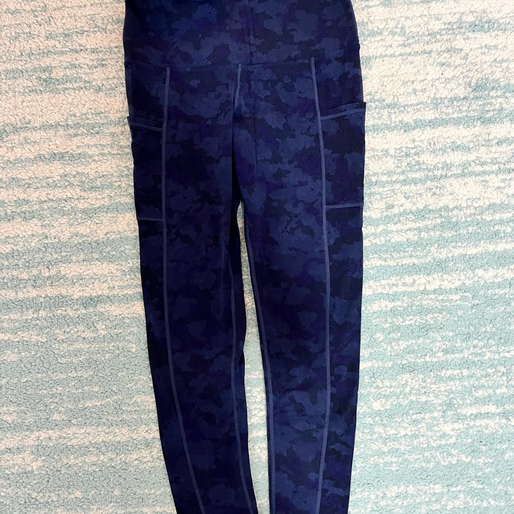 TUFF leggings w/side pockets in blue camo (M)